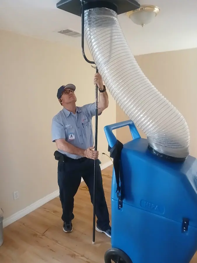 HVAC Installation technician using HEPA equipment in Hellam